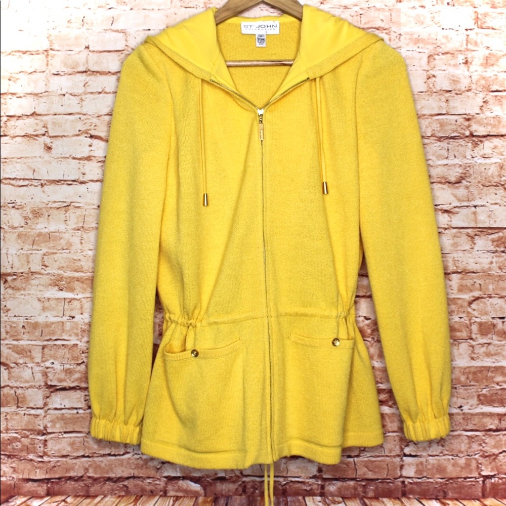 St. John Full Zip Knot Wool Jacket w/Shoulder Pads